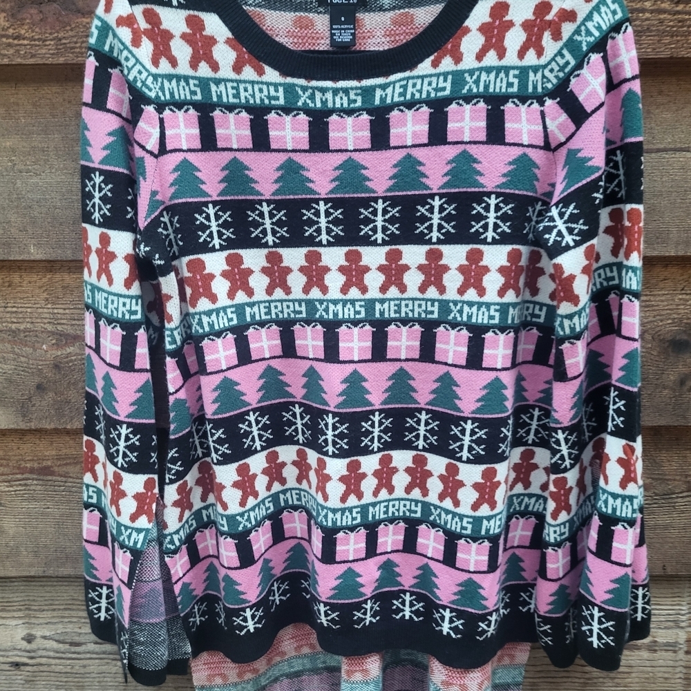 Rue21 Festive Christmas Sweater - Pink, Green, Black